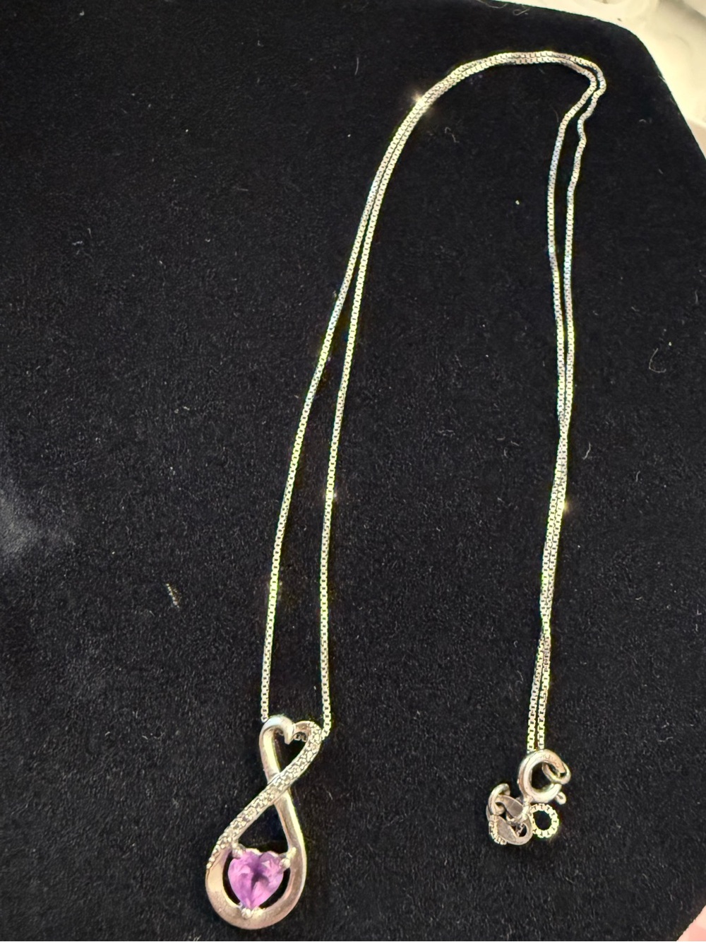 Sterling Silver Infinity Heart Pendant Necklace with Amethyst